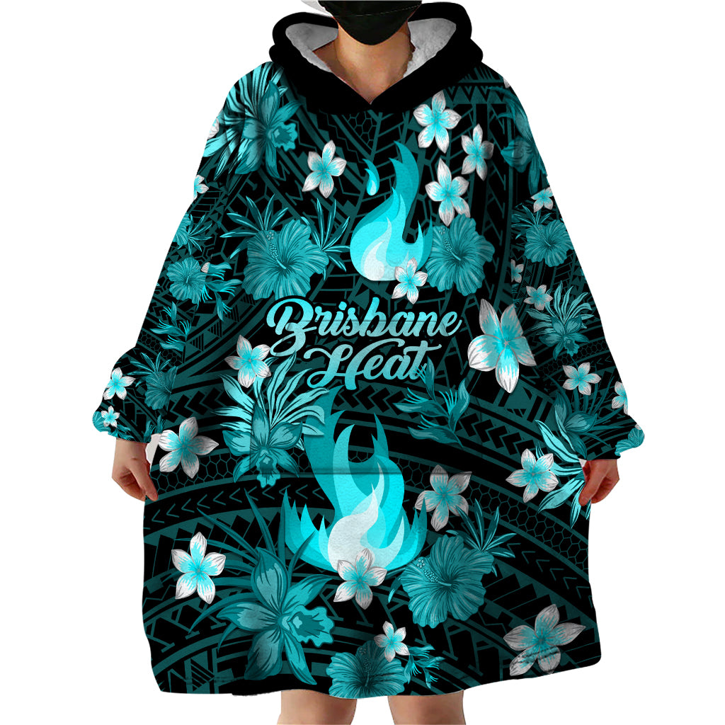 Australian Heat Cricket Wearable Blanket Hoodie Baeuty Pacific Hibiscus and Polynesian Pattern - Vibe Hoodie Shop