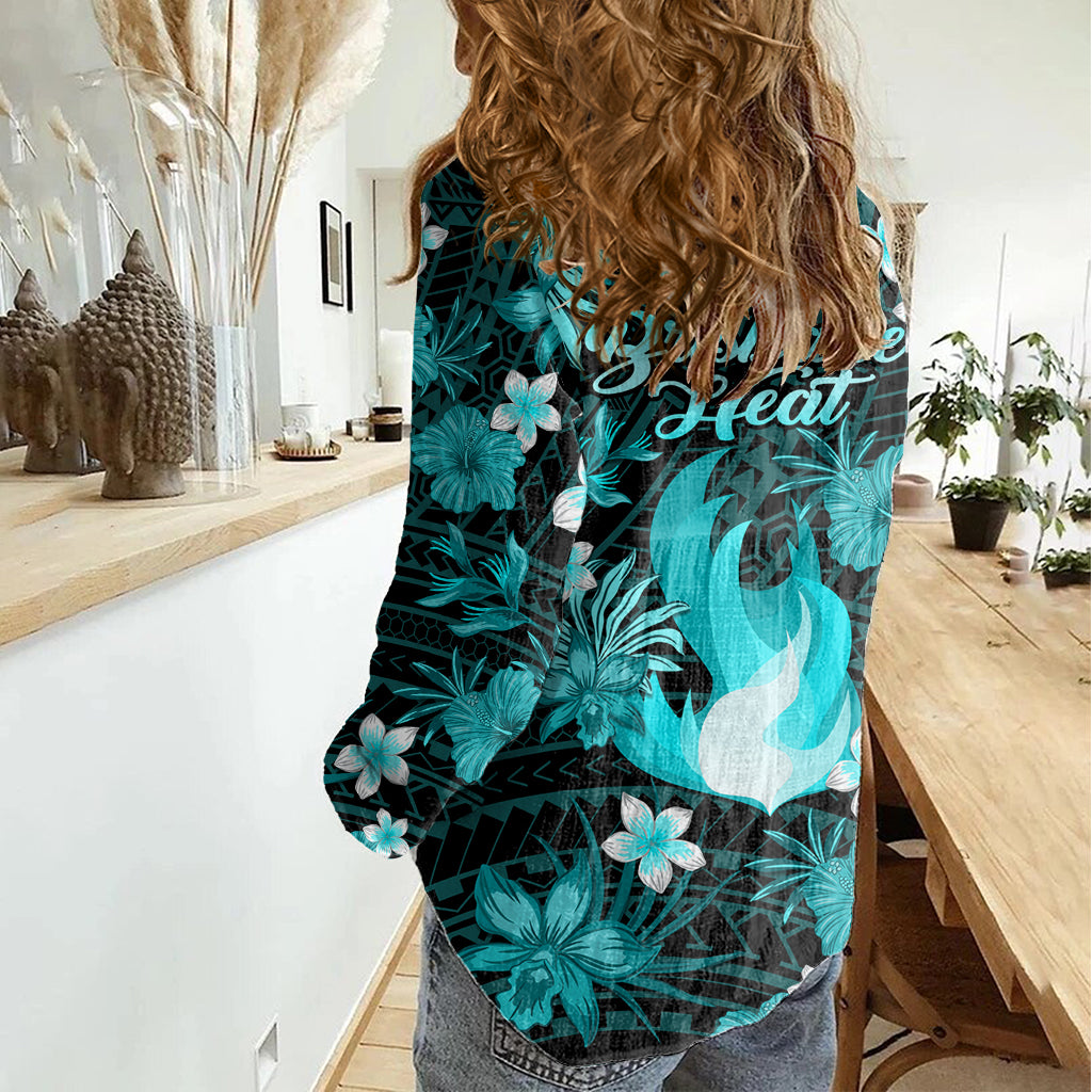 Australian Heat Cricket Women Casual Shirt Baeuty Pacific Hibiscus and Polynesian Pattern - Vibe Hoodie Shop