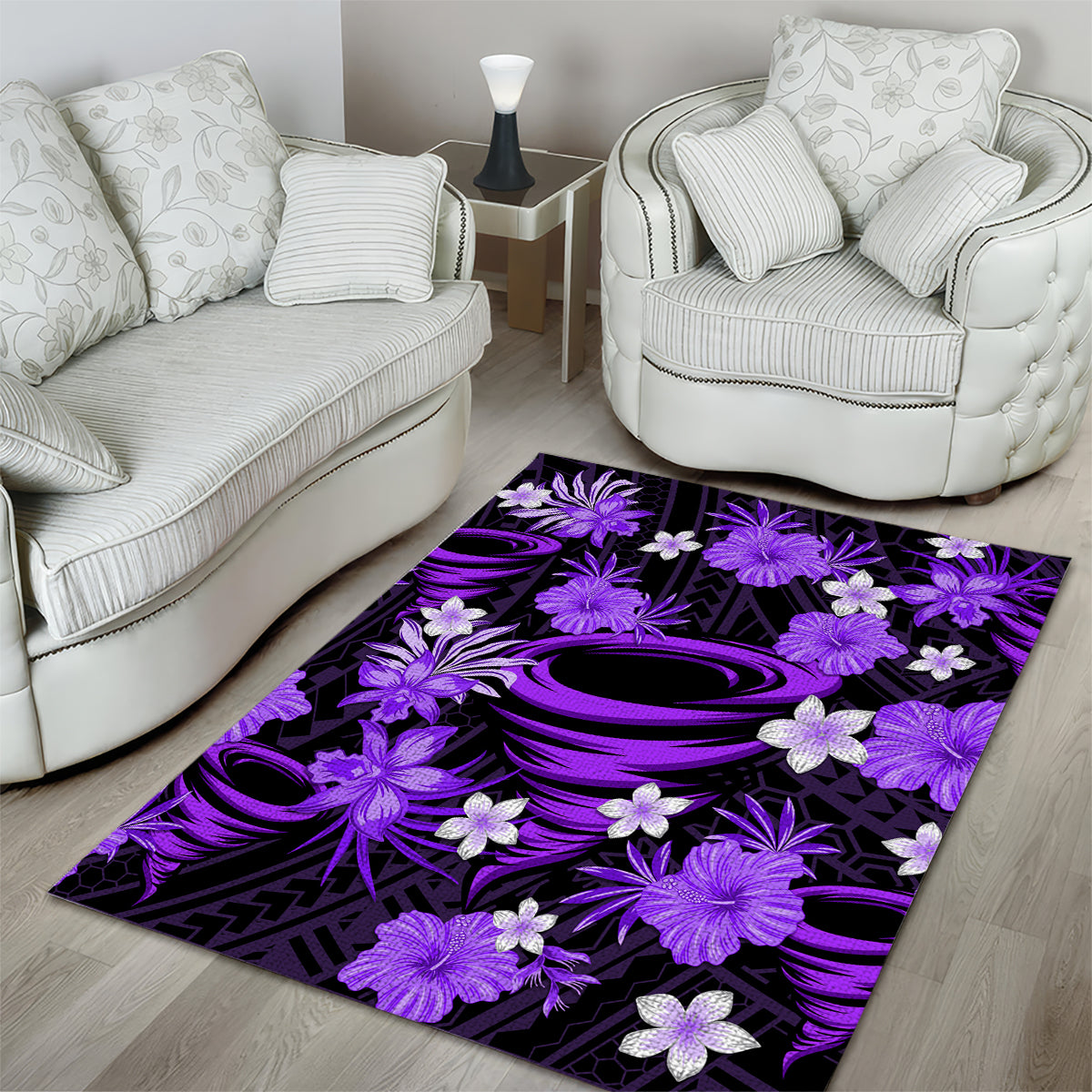 Australian Hurricanes Cricket Area Rug Baeuty Pacific Hibiscus and Polynesian Pattern - Vibe Hoodie Shop