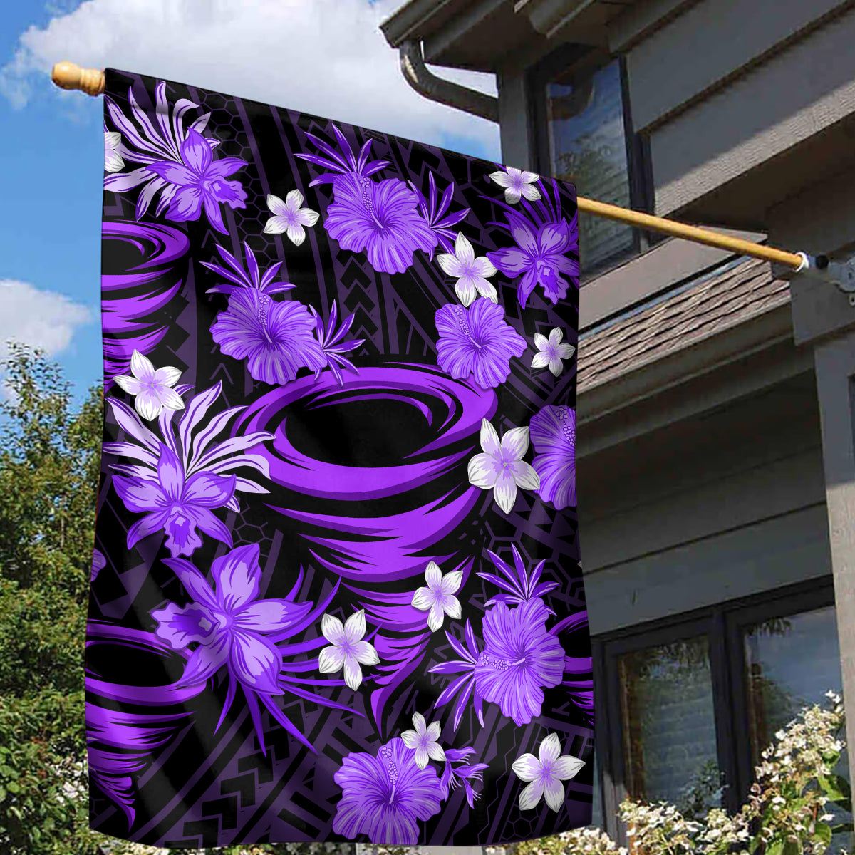 Australian Hurricanes Cricket Garden Flag Baeuty Pacific Hibiscus and Polynesian Pattern - Vibe Hoodie Shop