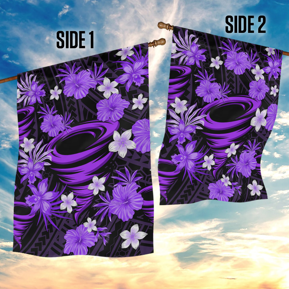 Australian Hurricanes Cricket Garden Flag Baeuty Pacific Hibiscus and Polynesian Pattern - Vibe Hoodie Shop