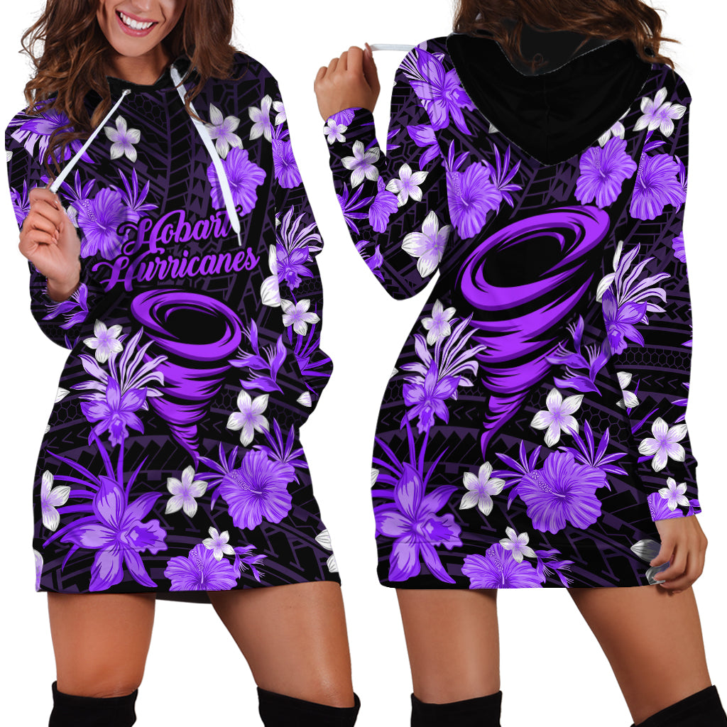 Australian Hurricanes Cricket Hoodie Dress Baeuty Pacific Hibiscus and Polynesian Pattern - Vibe Hoodie Shop