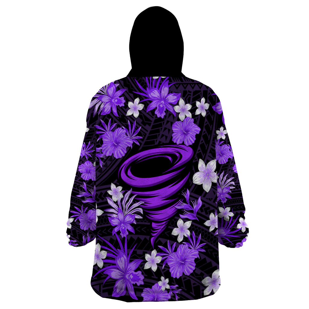 Australian Hurricanes Cricket Wearable Blanket Hoodie Baeuty Pacific Hibiscus and Polynesian Pattern - Vibe Hoodie Shop