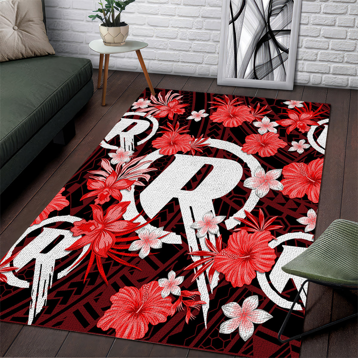 Australian Renegades Cricket Area Rug Baeuty Pacific Hibiscus and Polynesian Pattern - Vibe Hoodie Shop