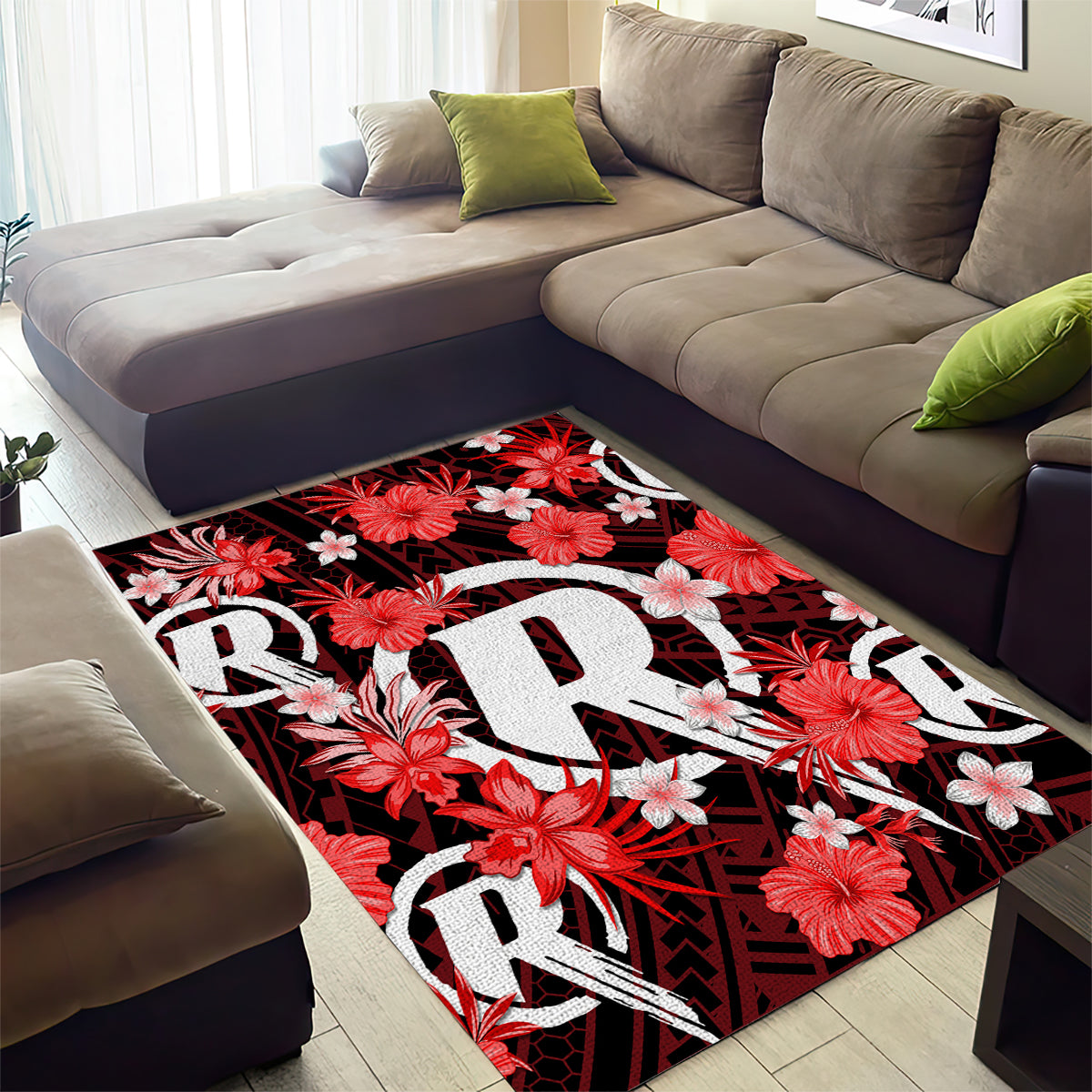 Australian Renegades Cricket Area Rug Baeuty Pacific Hibiscus and Polynesian Pattern - Vibe Hoodie Shop