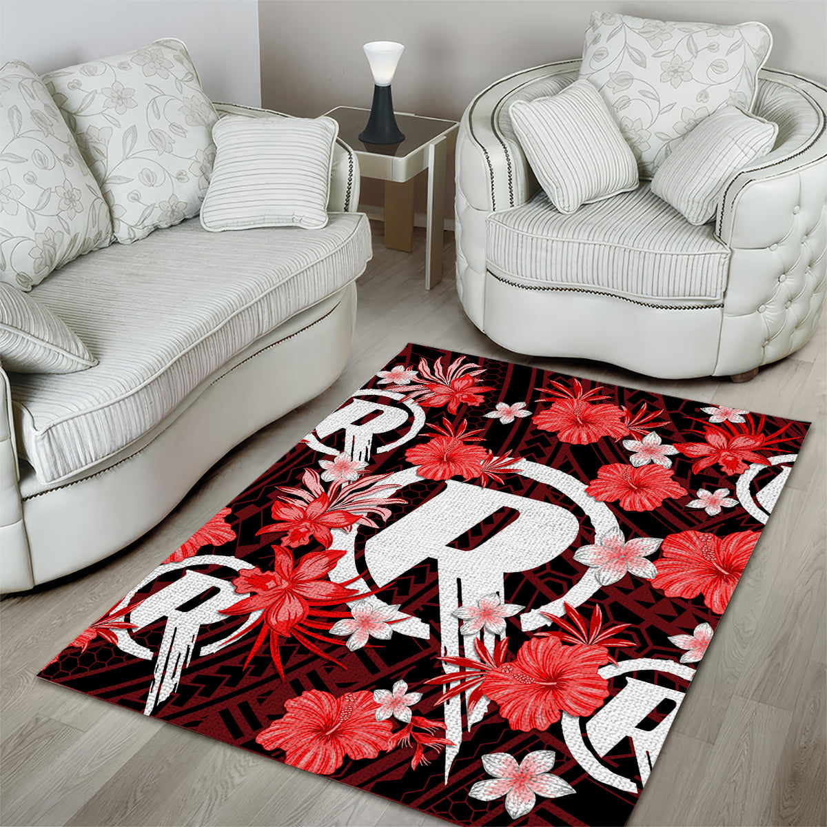 Australian Renegades Cricket Area Rug Baeuty Pacific Hibiscus and Polynesian Pattern - Vibe Hoodie Shop