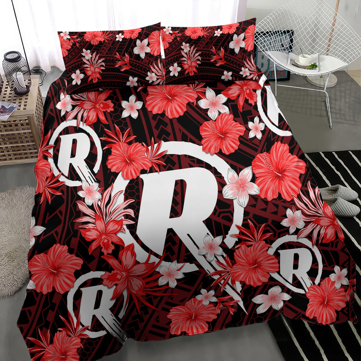 Australian Renegades Cricket Bedding Set Baeuty Pacific Hibiscus and Polynesian Pattern - Vibe Hoodie Shop