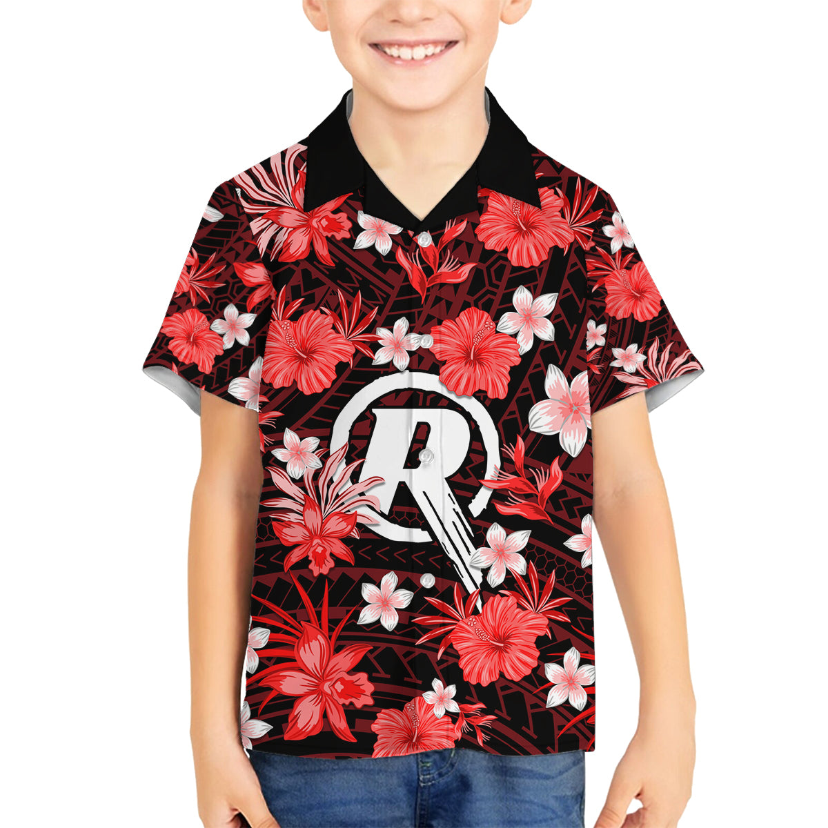 australian-renegades-cricket-family-matching-off-shoulder-long-sleeve-dress-and-hawaiian-shirt-baeuty-pacific-hibiscus-and-polynesian-pattern