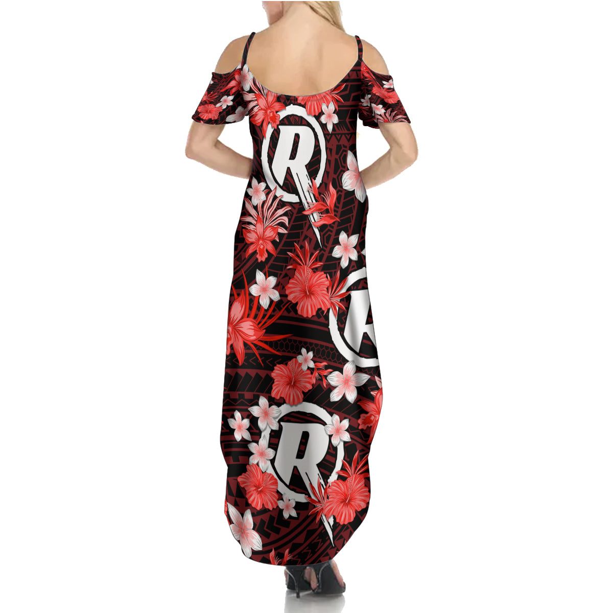 australian-renegades-cricket-family-matching-summer-maxi-dress-and-hawaiian-shirt-baeuty-pacific-hibiscus-and-polynesian-pattern