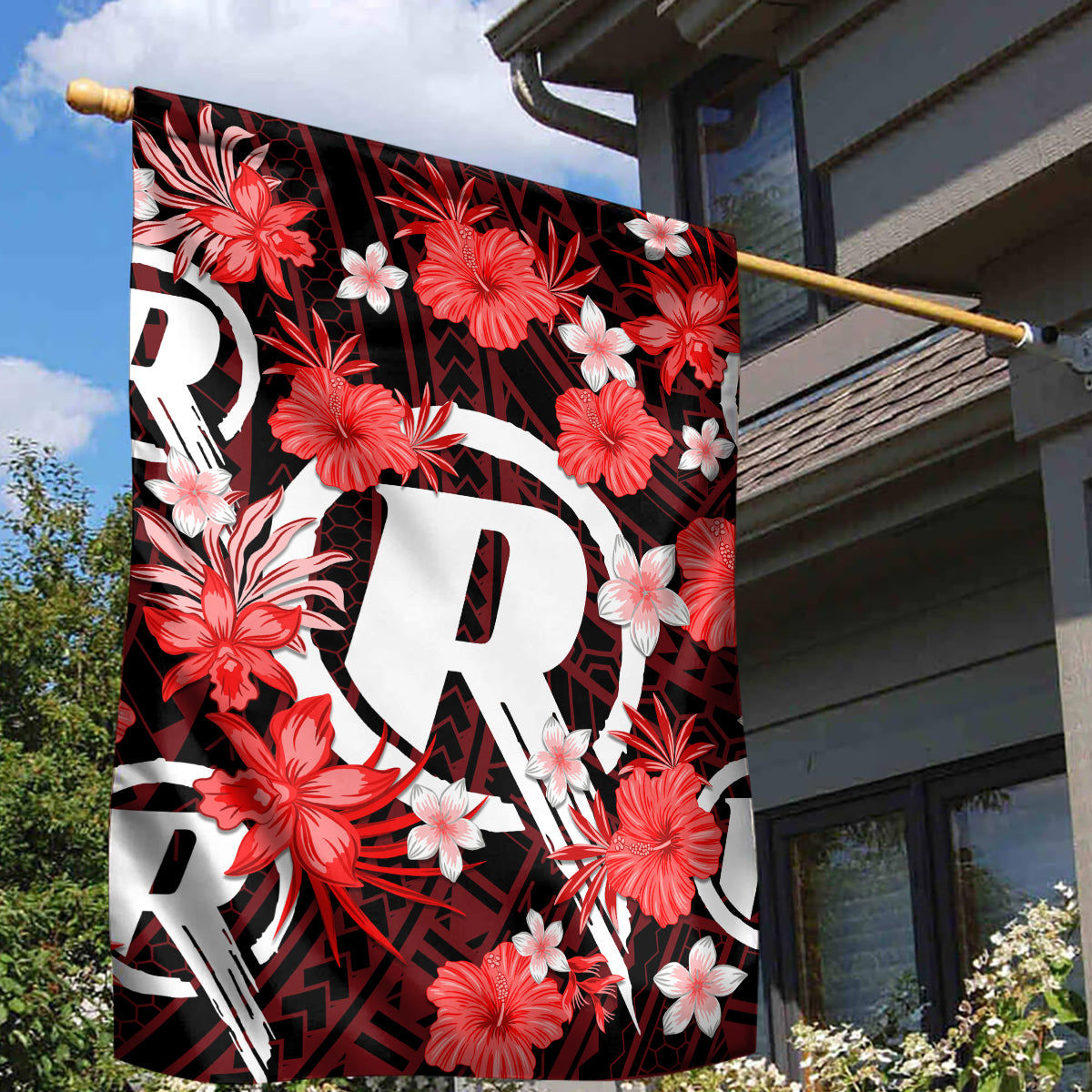 Australian Renegades Cricket Garden Flag Baeuty Pacific Hibiscus and Polynesian Pattern - Vibe Hoodie Shop