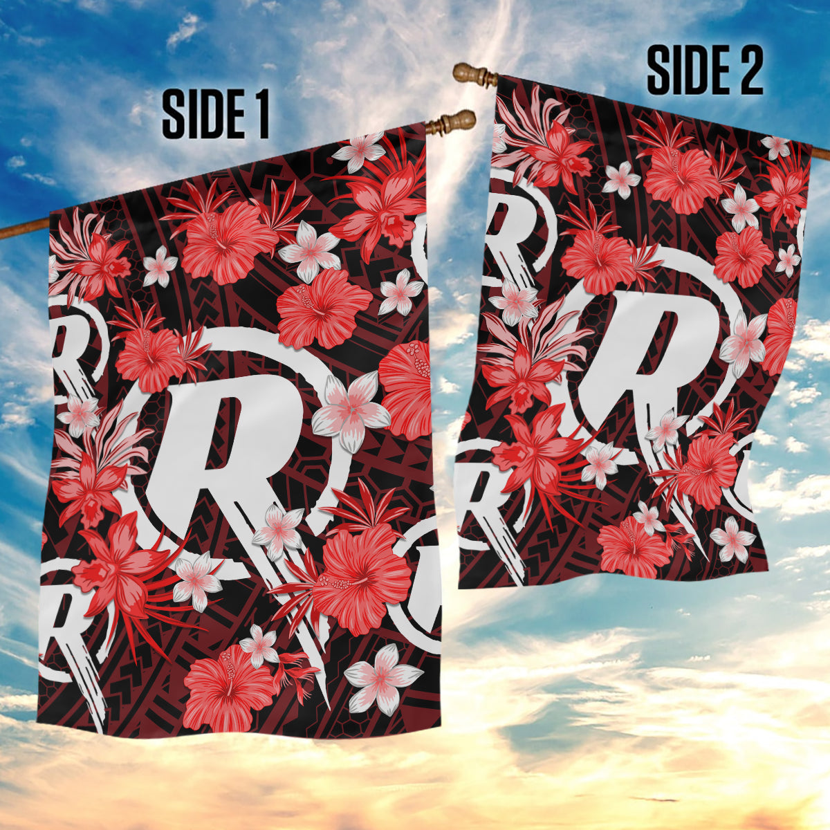 Australian Renegades Cricket Garden Flag Baeuty Pacific Hibiscus and Polynesian Pattern - Vibe Hoodie Shop