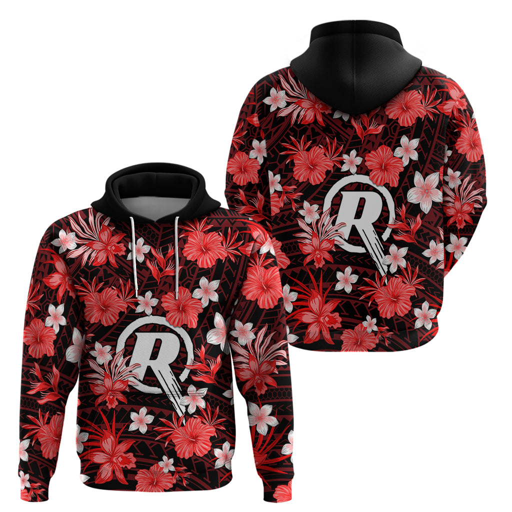 Australian Renegades Cricket Hoodie Baeuty Pacific Hibiscus and Polynesian Pattern LT9 - Vibe Hoodie Shop