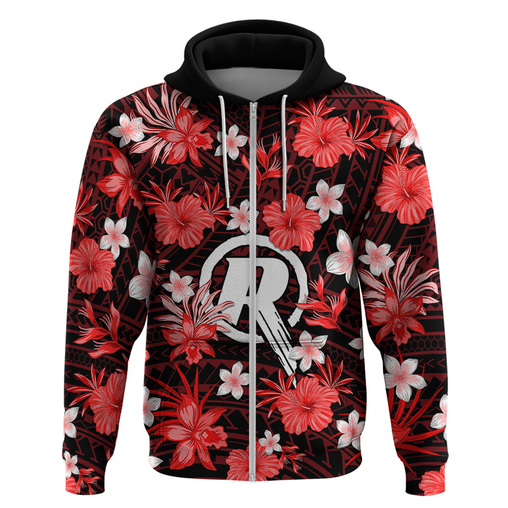 Australian Renegades Cricket Hoodie Baeuty Pacific Hibiscus and Polynesian Pattern LT9 - Vibe Hoodie Shop