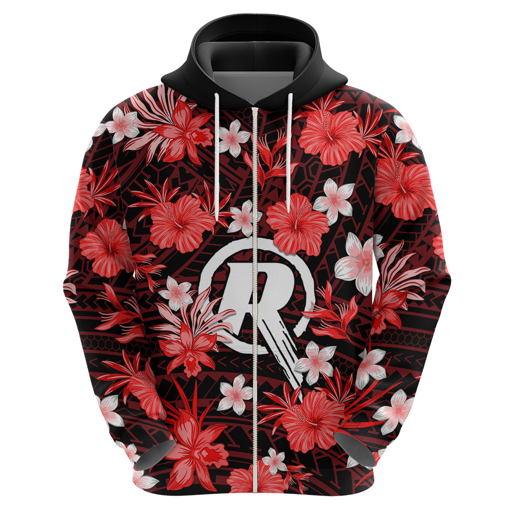 Australian Renegades Cricket Hoodie Baeuty Pacific Hibiscus and Polynesian Pattern LT9 - Vibe Hoodie Shop