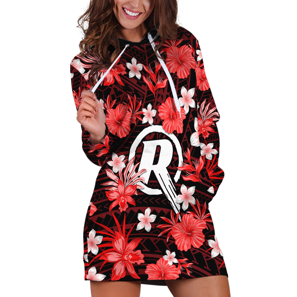 Australian Renegades Cricket Hoodie Dress Baeuty Pacific Hibiscus and Polynesian Pattern - Vibe Hoodie Shop