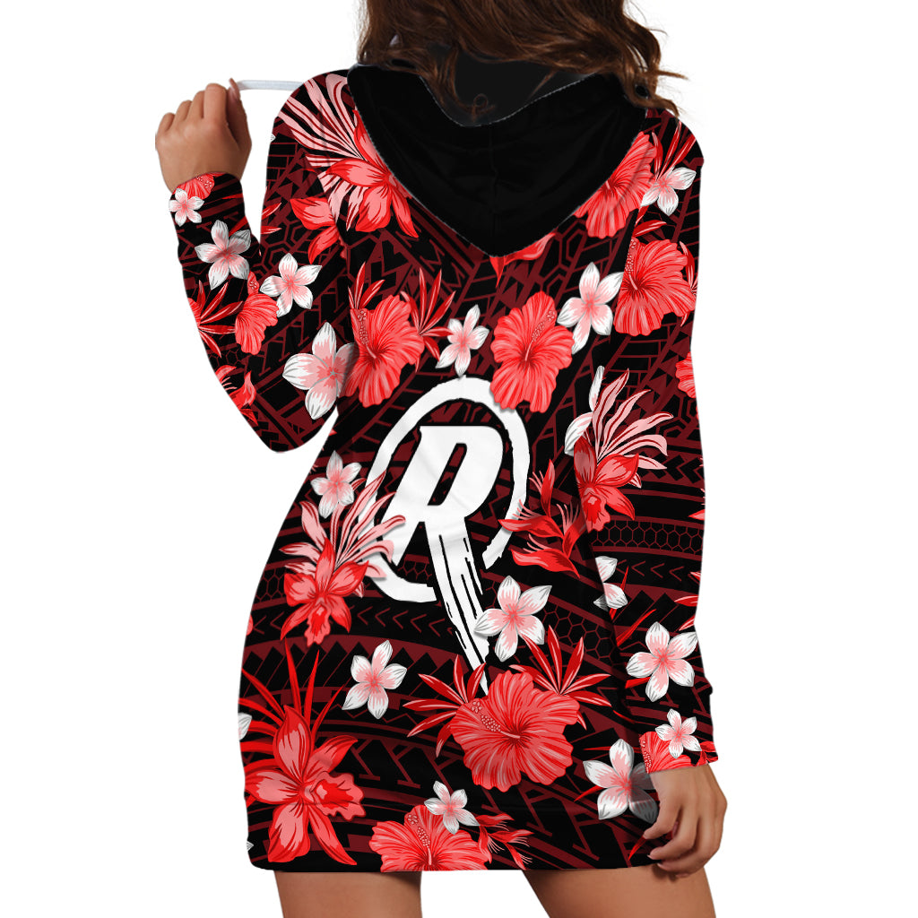 Australian Renegades Cricket Hoodie Dress Baeuty Pacific Hibiscus and Polynesian Pattern - Vibe Hoodie Shop