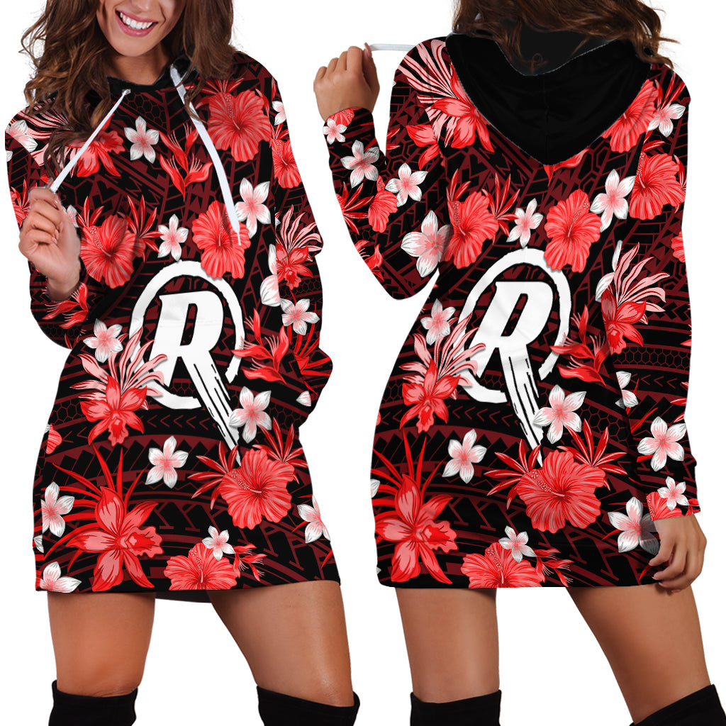 Australian Renegades Cricket Hoodie Dress Baeuty Pacific Hibiscus and Polynesian Pattern - Vibe Hoodie Shop