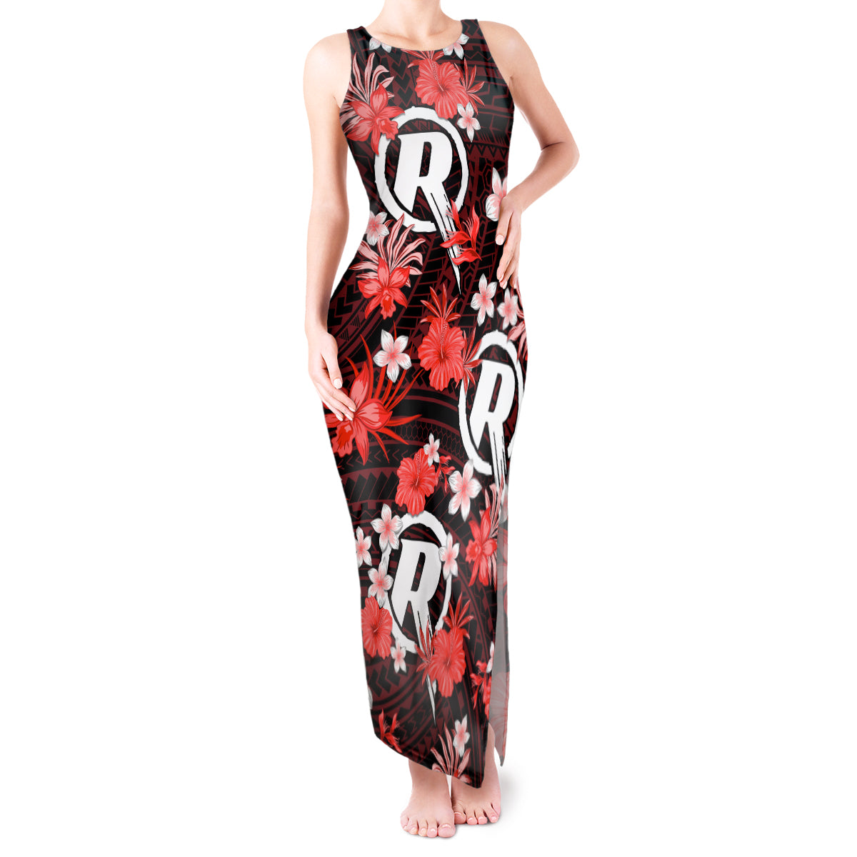 australian-renegades-cricket-tank-maxi-dress-baeuty-pacific-hibiscus-and-polynesian-pattern