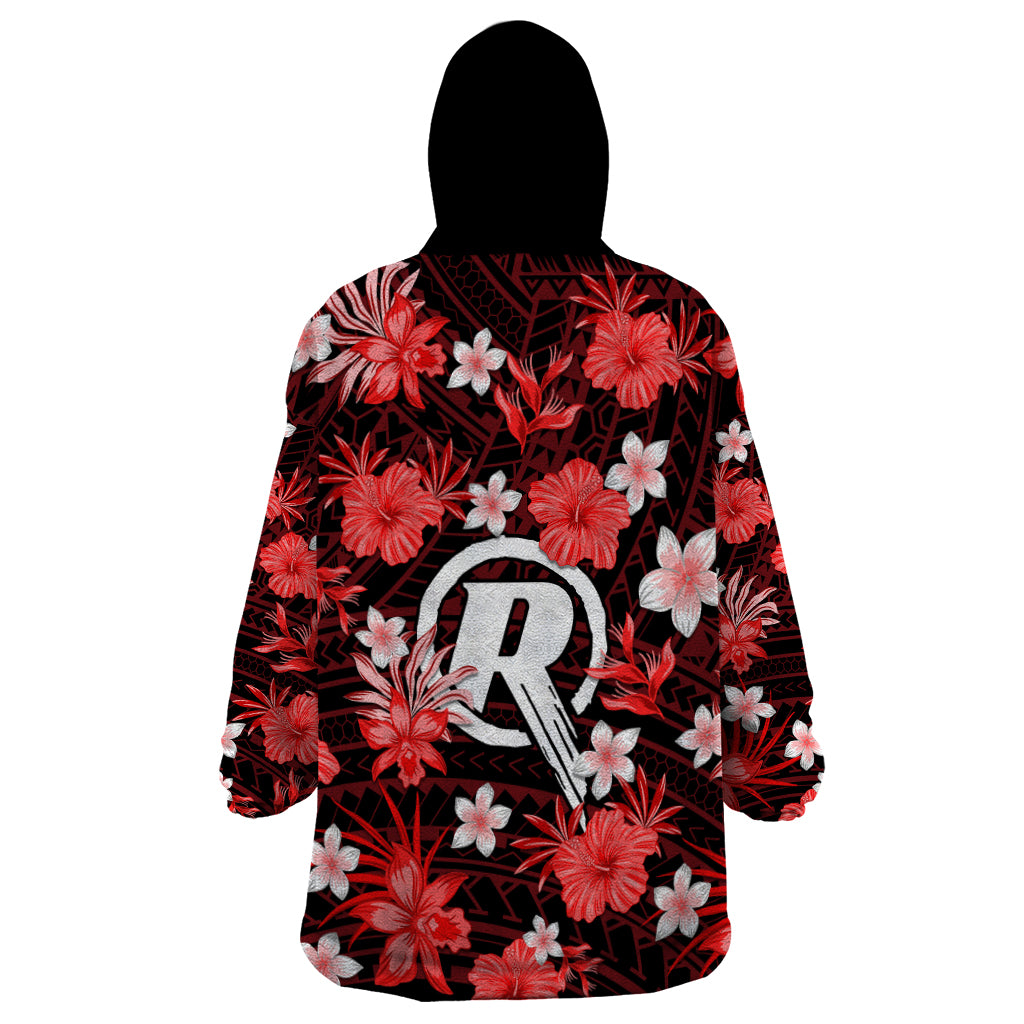 Australian Renegades Cricket Wearable Blanket Hoodie Baeuty Pacific Hibiscus and Polynesian Pattern - Vibe Hoodie Shop