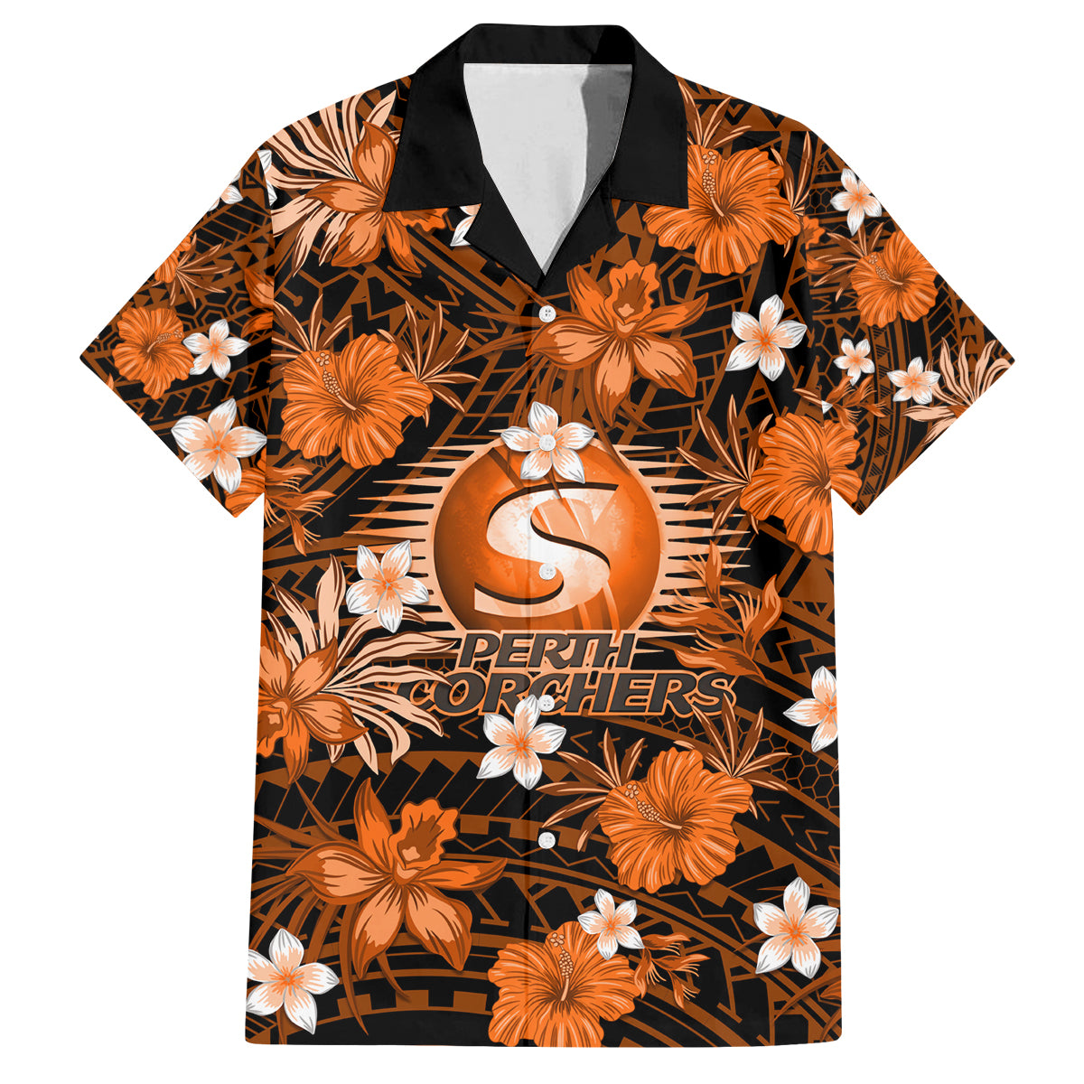 australian-scorchers-cricket-family-matching-long-sleeve-bodycon-dress-and-hawaiian-shirt-baeuty-pacific-hibiscus-and-polynesian-pattern