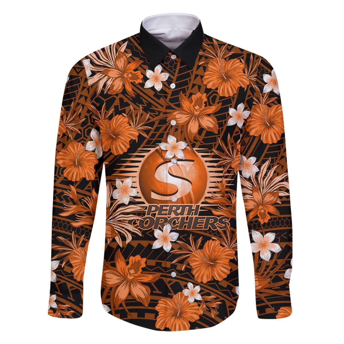 australian-scorchers-cricket-family-matching-long-sleeve-bodycon-dress-and-hawaiian-shirt-baeuty-pacific-hibiscus-and-polynesian-pattern