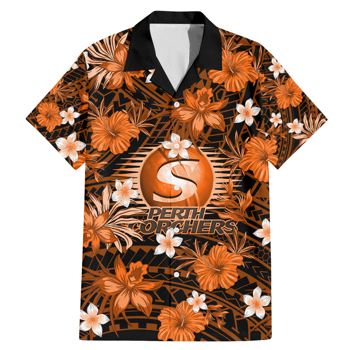 australian-scorchers-cricket-family-matching-mermaid-dress-and-hawaiian-shirt-baeuty-pacific-hibiscus-and-polynesian-pattern