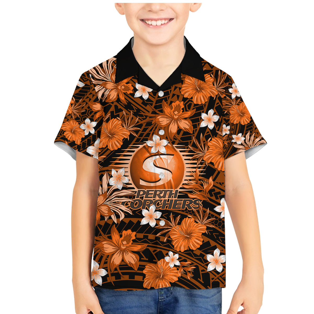 australian-scorchers-cricket-family-matching-mermaid-dress-and-hawaiian-shirt-baeuty-pacific-hibiscus-and-polynesian-pattern