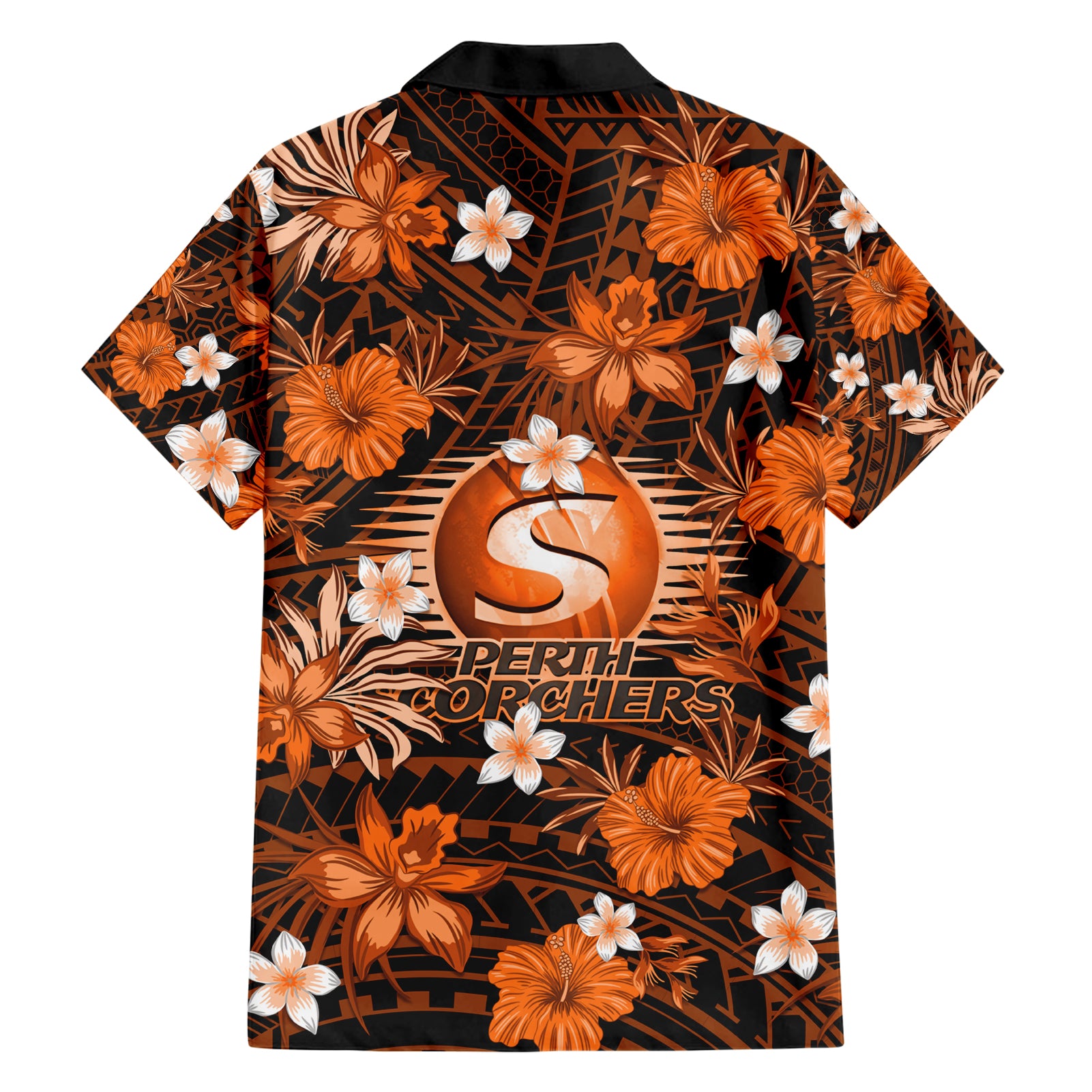 australian-scorchers-cricket-family-matching-short-sleeve-bodycon-dress-and-hawaiian-shirt-baeuty-pacific-hibiscus-and-polynesian-pattern