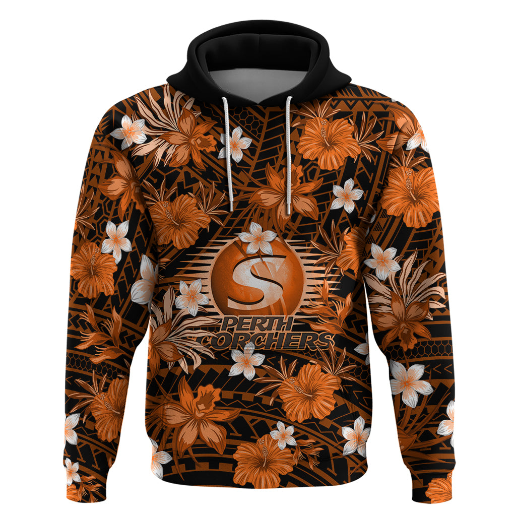 Australian Scorchers Cricket Hoodie Baeuty Pacific Hibiscus and Polynesian Pattern LT9 - Vibe Hoodie Shop