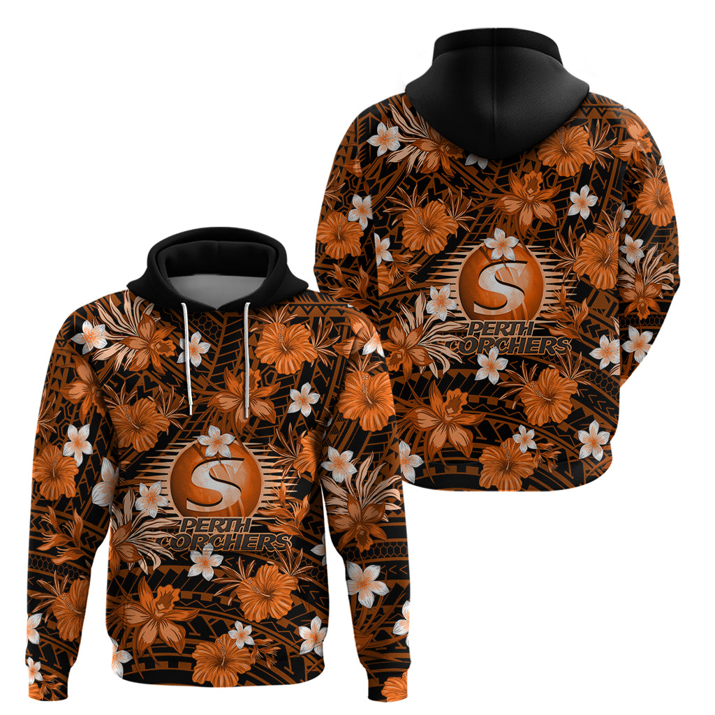 Australian Scorchers Cricket Hoodie Baeuty Pacific Hibiscus and Polynesian Pattern LT9 - Vibe Hoodie Shop