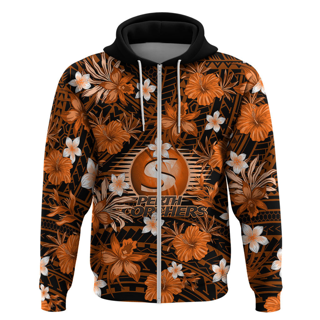 Australian Scorchers Cricket Hoodie Baeuty Pacific Hibiscus and Polynesian Pattern LT9 - Vibe Hoodie Shop