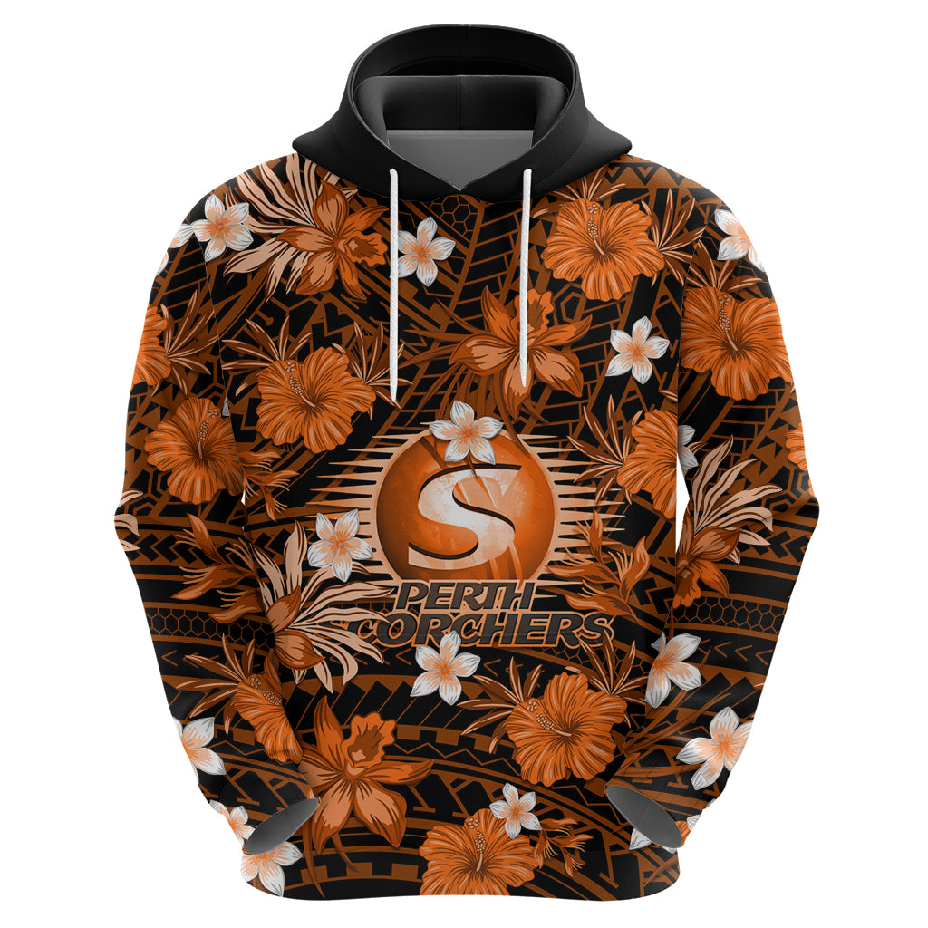 Australian Scorchers Cricket Hoodie Baeuty Pacific Hibiscus and Polynesian Pattern LT9 - Vibe Hoodie Shop