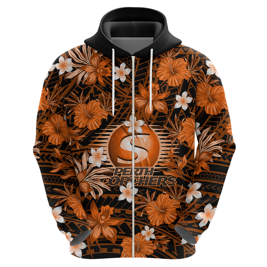 Australian Scorchers Cricket Hoodie Baeuty Pacific Hibiscus and Polynesian Pattern LT9 - Vibe Hoodie Shop