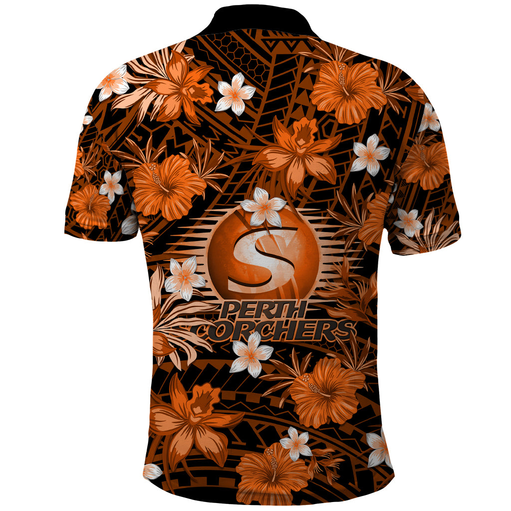 Australian Scorchers Cricket Polo Shirt Baeuty Pacific Hibiscus and Polynesian Pattern LT9 - Vibe Hoodie Shop