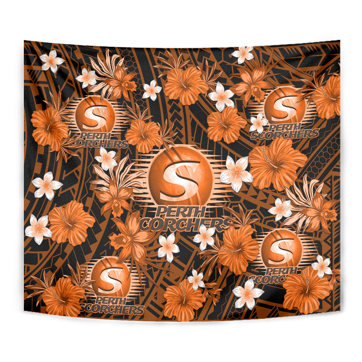 Australian Scorchers Cricket Tapestry Baeuty Pacific Hibiscus and Polynesian Pattern - Vibe Hoodie Shop