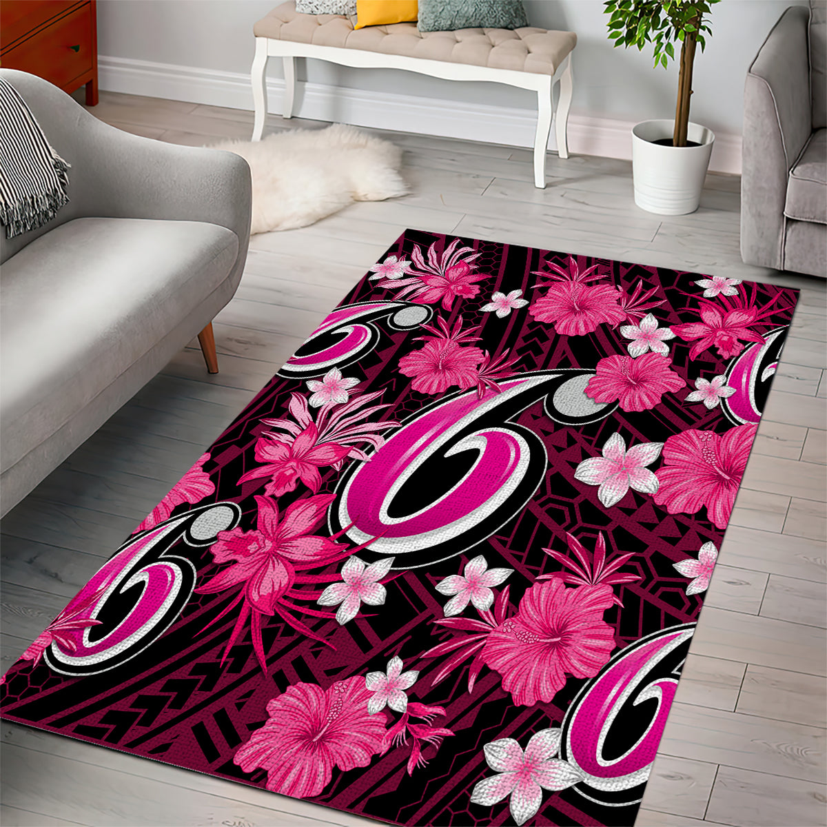 Australian Sixers Cricket Area Rug Baeuty Pacific Hibiscus and Polynesian Pattern - Vibe Hoodie Shop