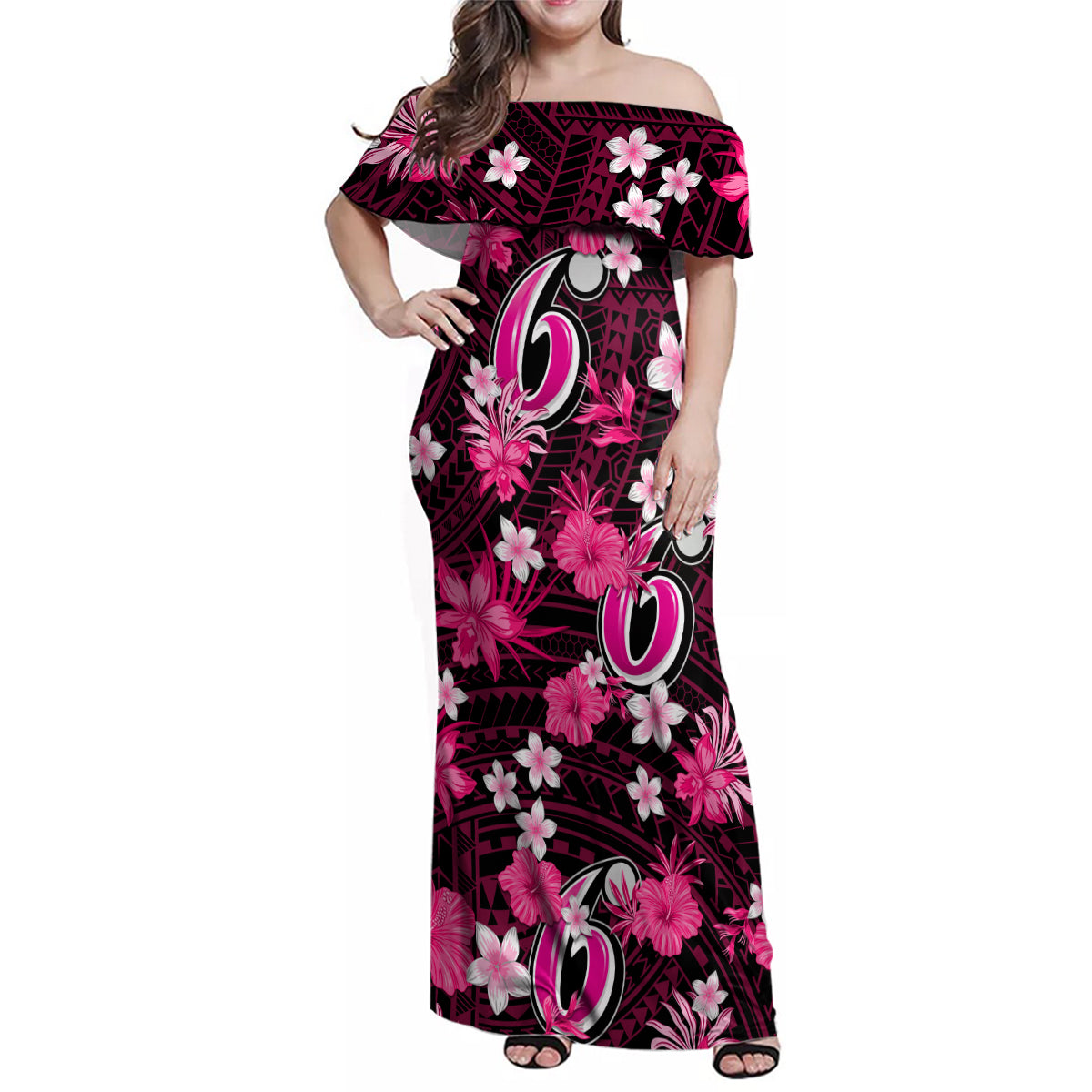 australian-sixers-cricket-family-matching-off-shoulder-maxi-dress-and-hawaiian-shirt-baeuty-pacific-hibiscus-and-polynesian-pattern