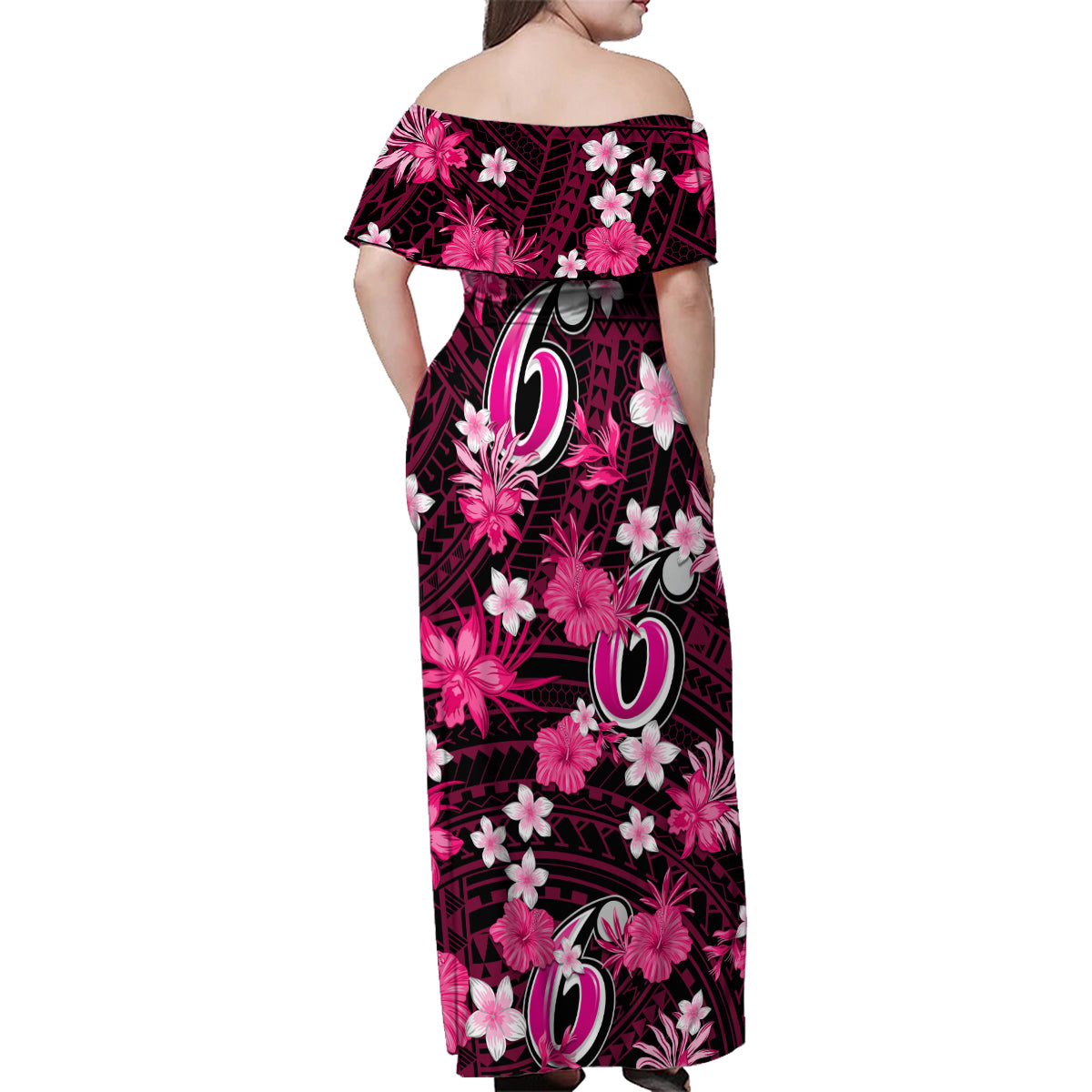 australian-sixers-cricket-family-matching-off-shoulder-maxi-dress-and-hawaiian-shirt-baeuty-pacific-hibiscus-and-polynesian-pattern