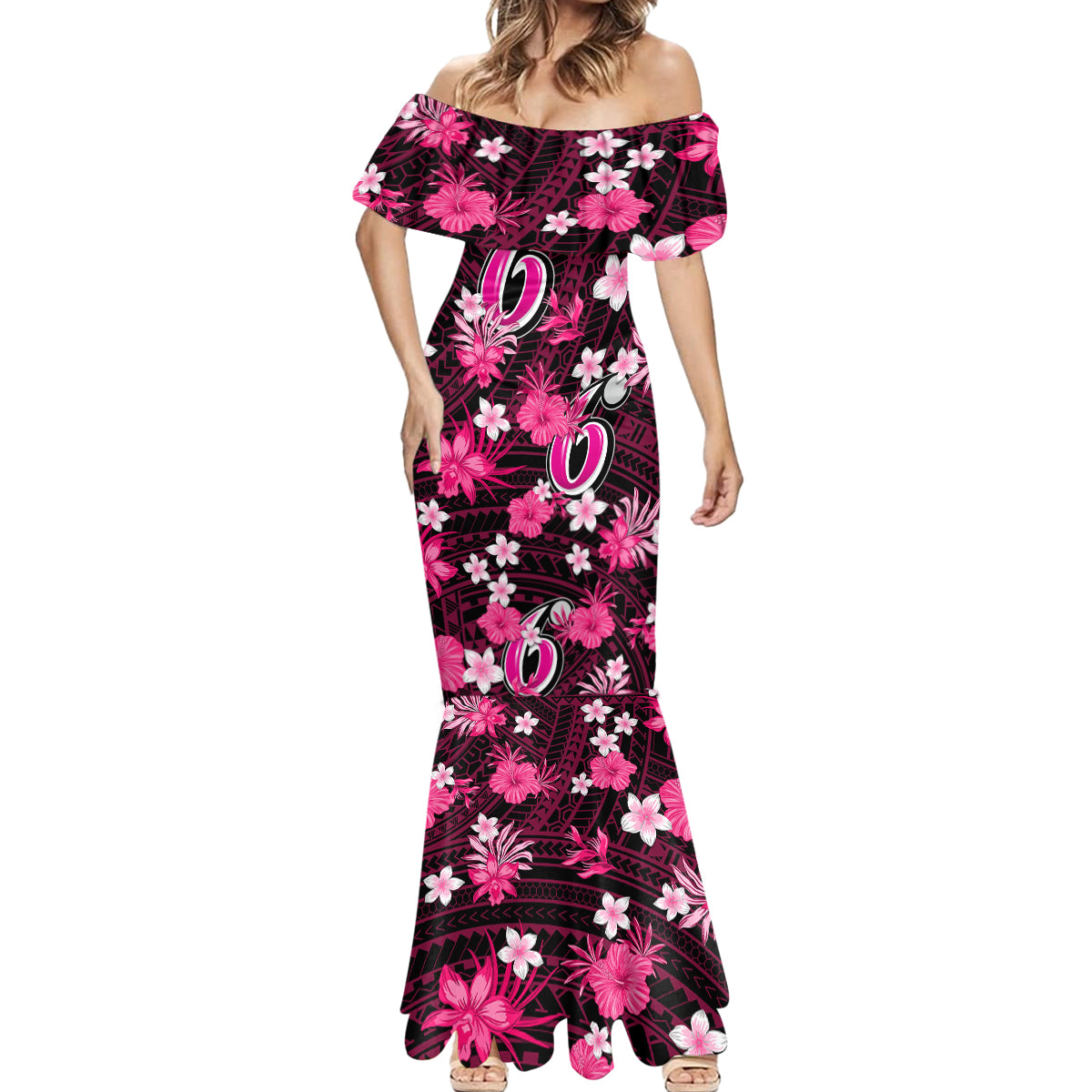 australian-sixers-cricket-mermaid-dress-baeuty-pacific-hibiscus-and-polynesian-pattern