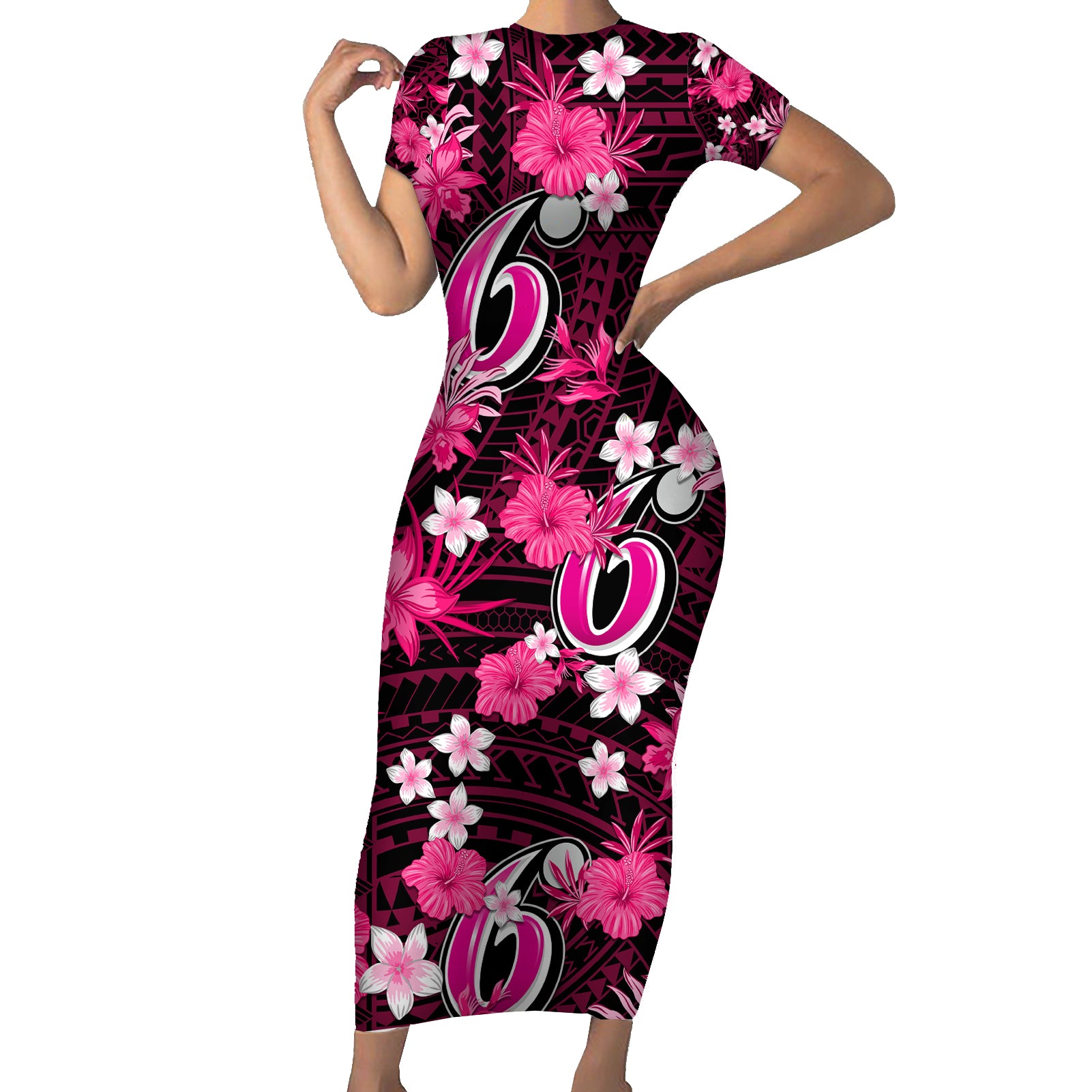 australian-sixers-cricket-short-sleeve-bodycon-dress-baeuty-pacific-hibiscus-and-polynesian-pattern