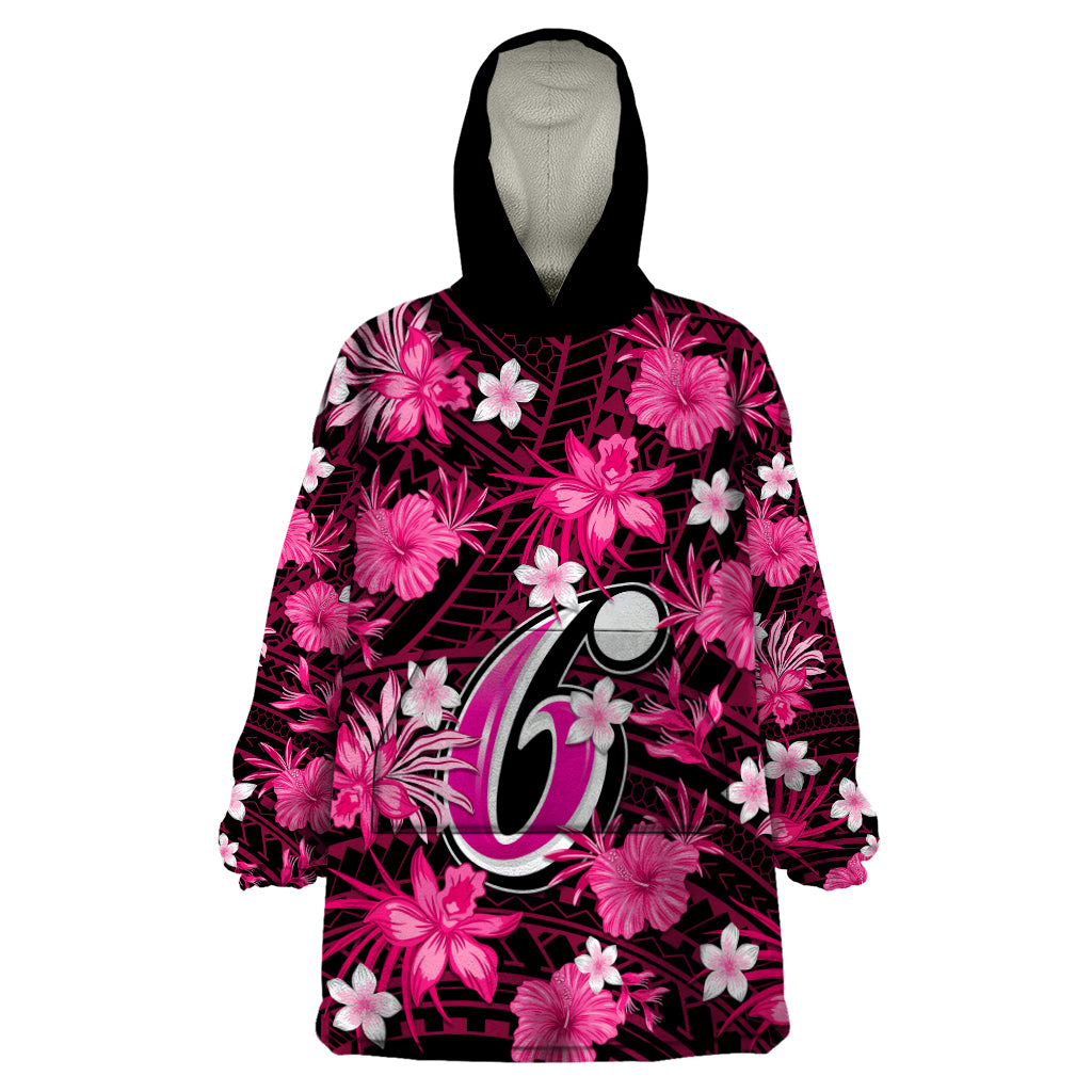 Australian Sixers Cricket Wearable Blanket Hoodie Baeuty Pacific Hibiscus and Polynesian Pattern - Vibe Hoodie Shop