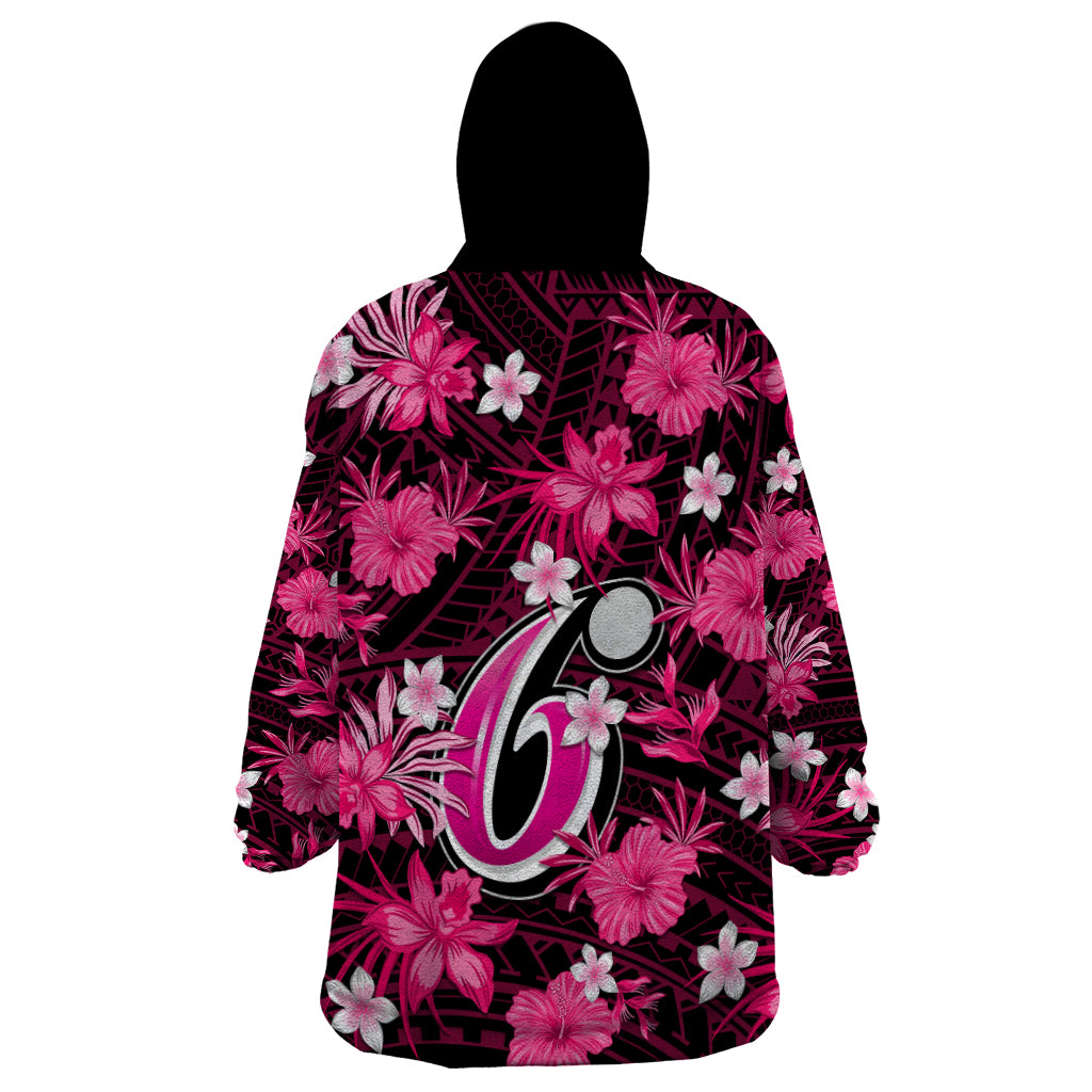 Australian Sixers Cricket Wearable Blanket Hoodie Baeuty Pacific Hibiscus and Polynesian Pattern - Vibe Hoodie Shop