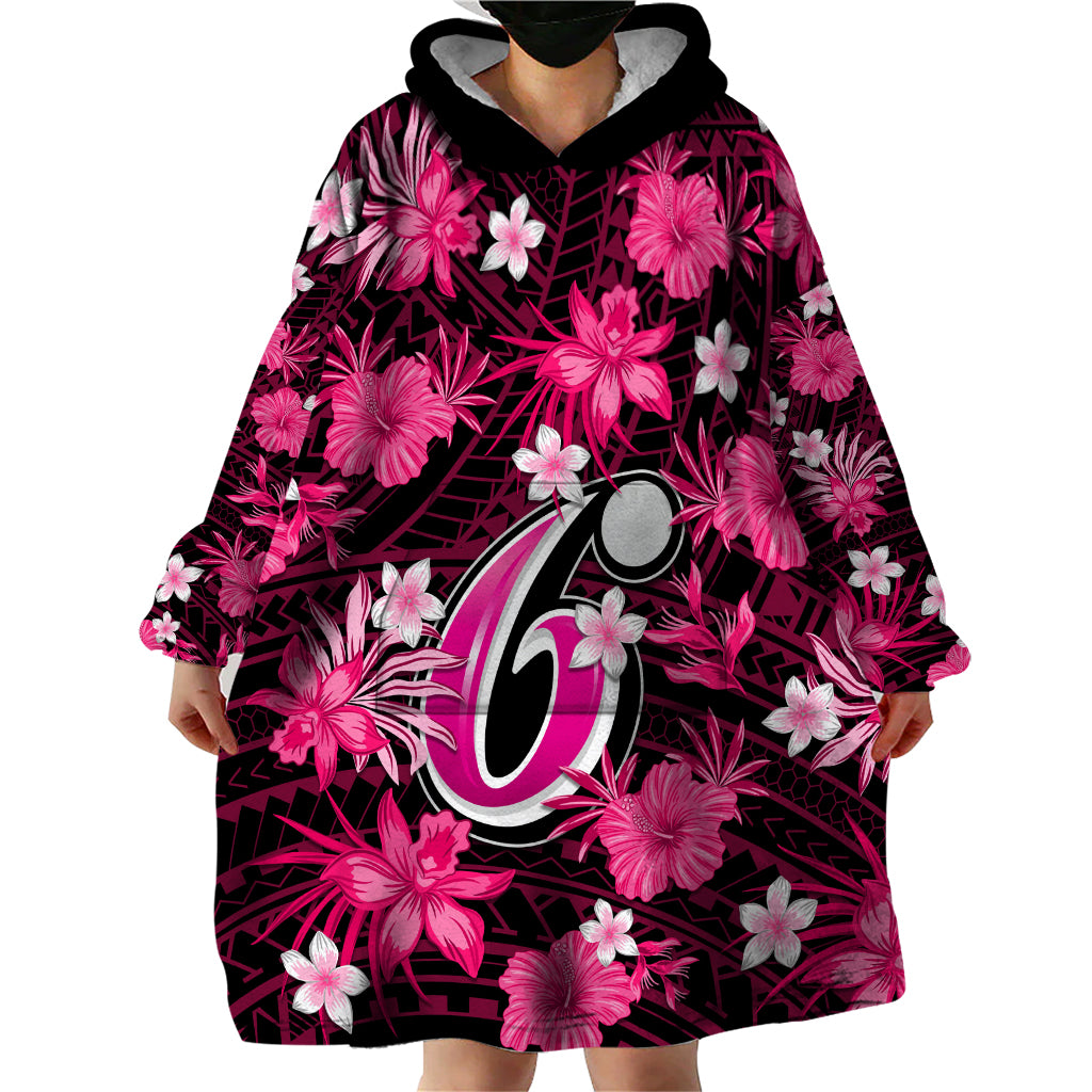 Australian Sixers Cricket Wearable Blanket Hoodie Baeuty Pacific Hibiscus and Polynesian Pattern - Vibe Hoodie Shop