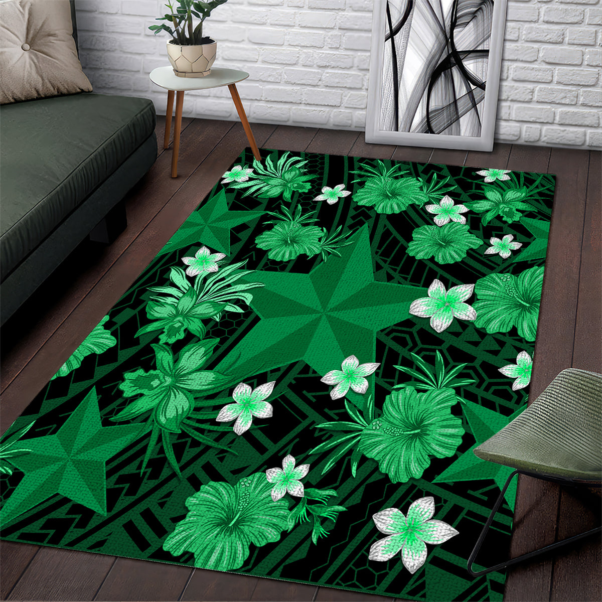 Australian Stars Cricket Area Rug Baeuty Pacific Hibiscus and Polynesian Pattern - Vibe Hoodie Shop