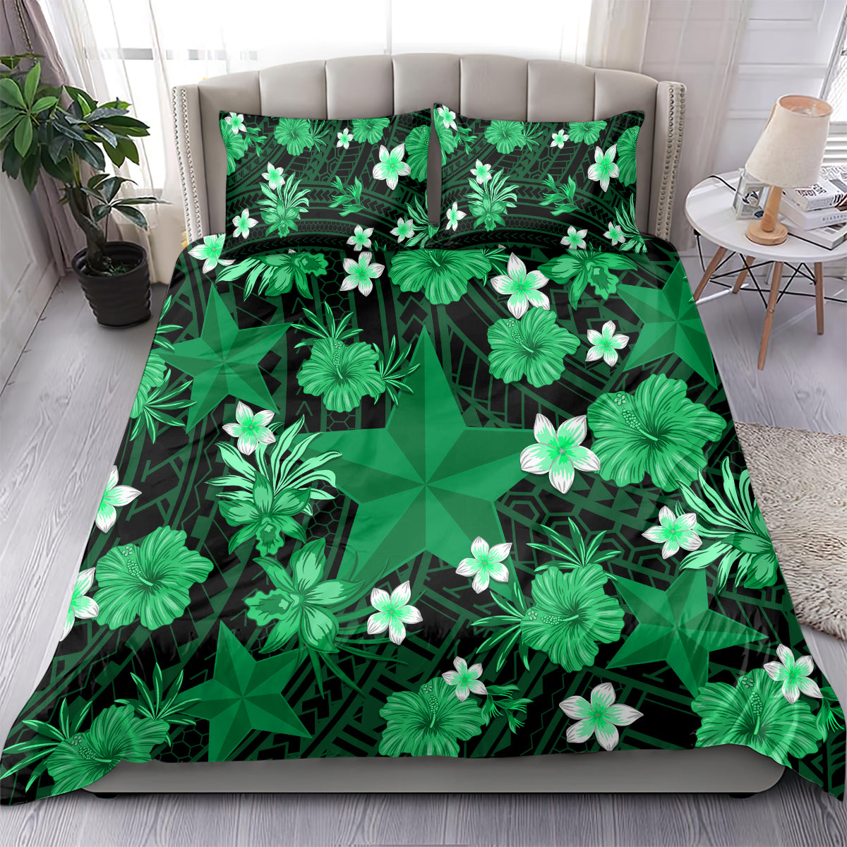 Australian Stars Cricket Bedding Set Baeuty Pacific Hibiscus and Polynesian Pattern - Vibe Hoodie Shop