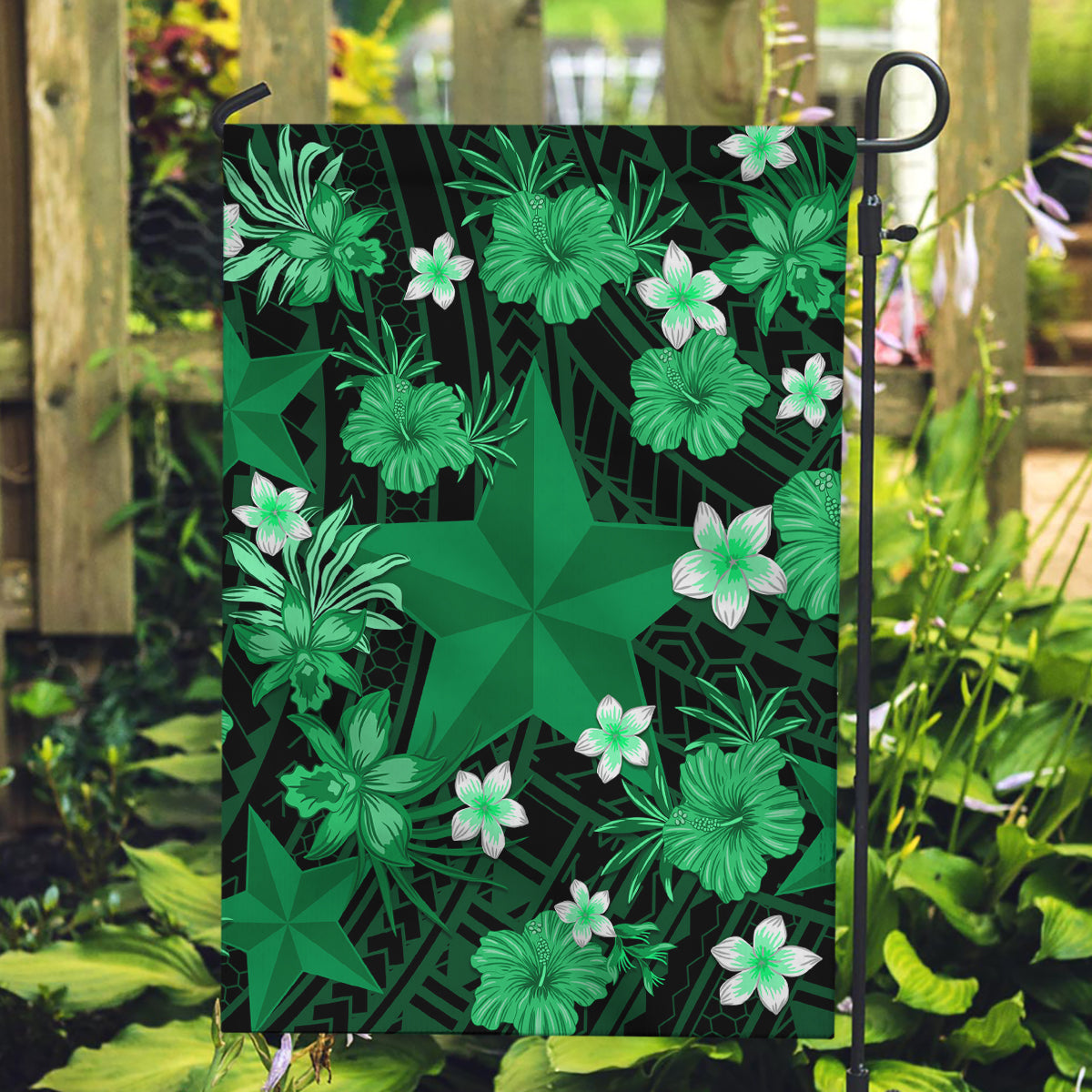 Australian Stars Cricket Garden Flag Baeuty Pacific Hibiscus and Polynesian Pattern - Vibe Hoodie Shop