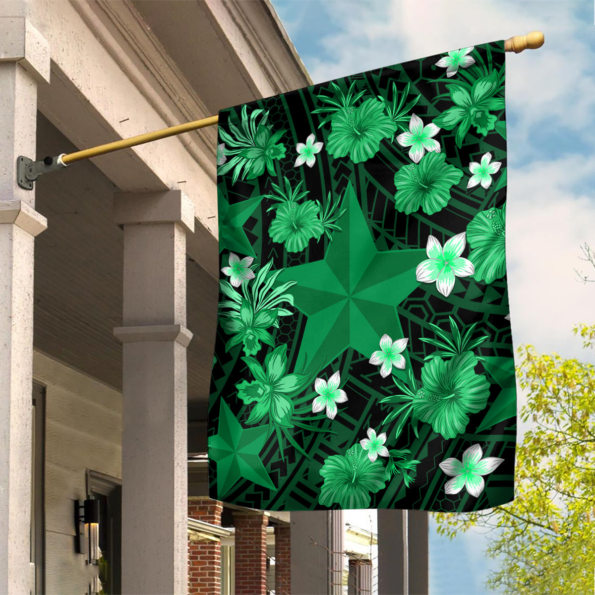 Australian Stars Cricket Garden Flag Baeuty Pacific Hibiscus and Polynesian Pattern - Vibe Hoodie Shop