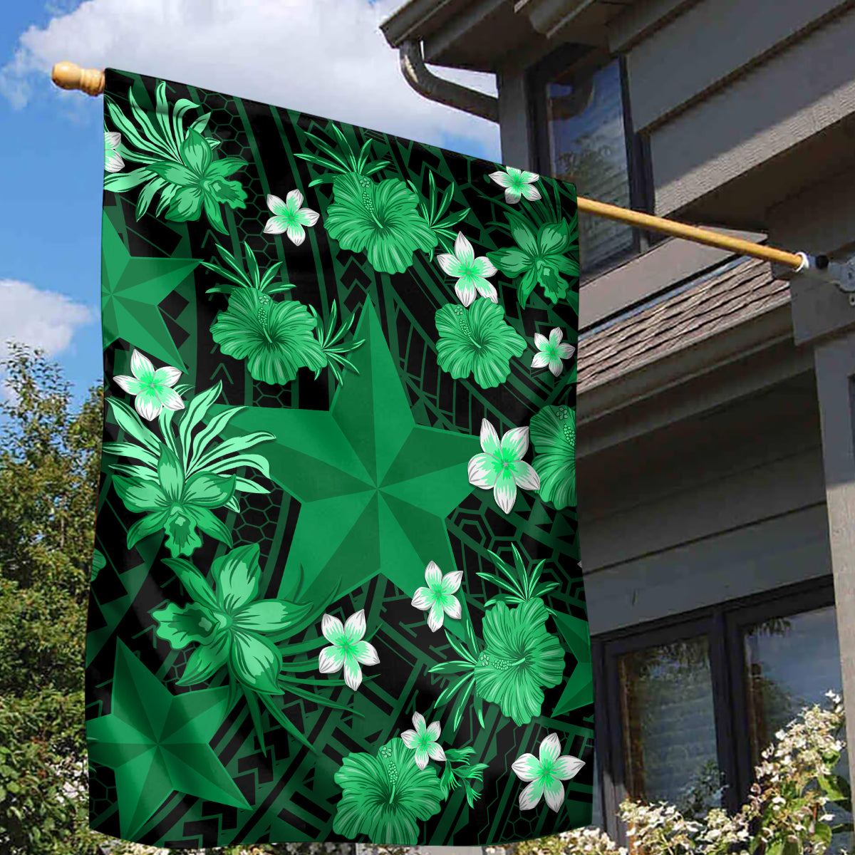 Australian Stars Cricket Garden Flag Baeuty Pacific Hibiscus and Polynesian Pattern - Vibe Hoodie Shop