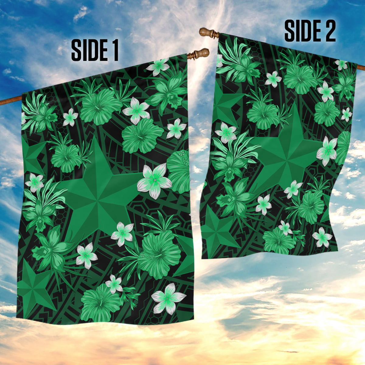 Australian Stars Cricket Garden Flag Baeuty Pacific Hibiscus and Polynesian Pattern - Vibe Hoodie Shop