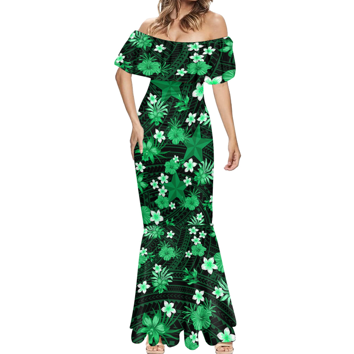 australian-stars-cricket-mermaid-dress-baeuty-pacific-hibiscus-and-polynesian-pattern